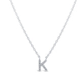 0.05ct 14k White Gold Diamond Necklace - Initial K